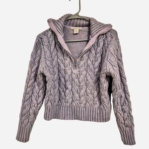 Sincerely Jules Lilac Cable Knit Half Zip Sweater